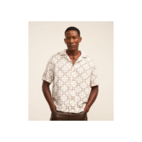 Camisa Boxy em Viscose com Textura e Estampa Geométrica Off White