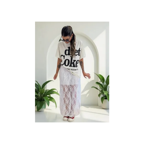 Saia Longa Renda Muv Feminina - Estilo Elegante