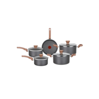 Jogo de Panelas Rochedo Natural Stone 5 peças, Cinza com Efeito Pedra, Antiaderente Minerium, Thermo-Sinal, Alta Espessura de 2mm e Cozimento Homogêneo
