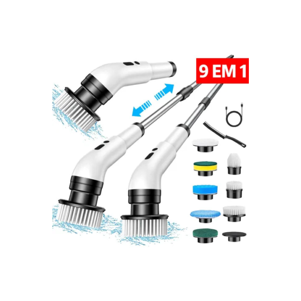 Escova De Limpeza Elétrica Janela Banheiro E Cozinha 9 Em 1 Cor Branco