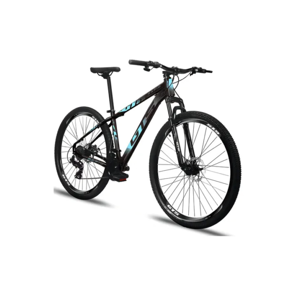 Bicicleta aro 29 Gts rapid 24 marchas freio a disco cor preto azul cinza tamanho do quadro 21