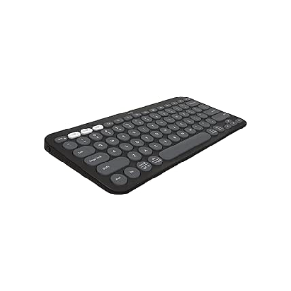 Teclado sem fio Logitech Pebble Keys 2 K380s com Conexão Bluetooth Easy-Switch e Pilha Inclusa - Compatível com PC, Mac, Chrome OS, Android, iOS e Apple TV, Layout US - Grafite