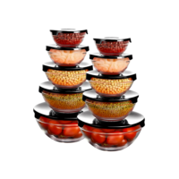 Conjunto Tigela Vidro Bowl Marmita Tampa 5 Peças