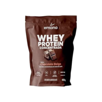 Emana Suplemento Alimentar em Pó Whey Protein Adoçado com Stevia Sabor Chocolate Belga - 450g