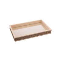 WOLFF - Bandeja de Madeira com Sisal Trançado Bege 37,5cm x 23,5cm x 4cm - Woodart