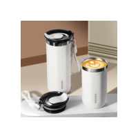 Caneca De Café Dupla De Aço Inoxidável 350ML/500ml Fashion Double Coffee Mug Com Cabo À Prova De Vazamentos Chá Frasco Térmico Para Carro De Bebidas Frias