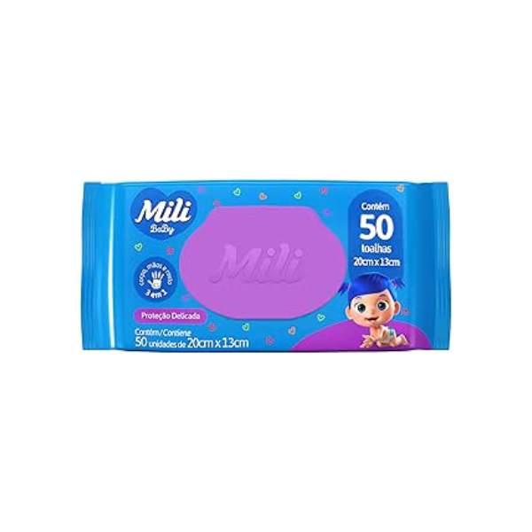 Toalhinha Umedecida Mili Baby - 50 unidades