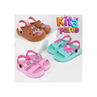 Kit 3 Pares Sandália Babuche Infantil Menina Confortável