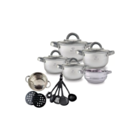 Jogo de Panelas 19 Peças Aço Inox Original + Acessórios com Fundo 3 Camadas Indução e Gás