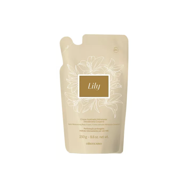 Refil Creme Acetinado Hidratante Corporal Para Pele Lily 250g