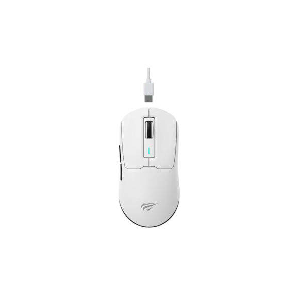 Havit Mouse Gamer Tri-Mode MS969SE White, Sem Fio e Com Fio, USB, Bluetooth, Wireless 2.4GHz, RGB, 6 Botões, 800-1600-2400-3200-6500-8000 DPI, Branco
