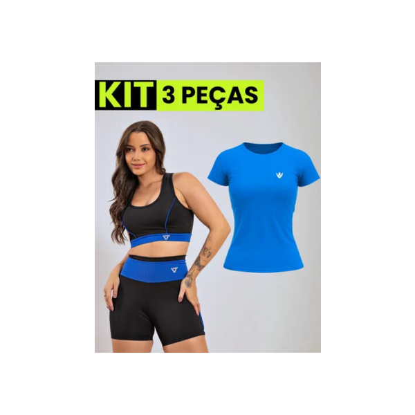 Kit Conjunto Fitness Feminino + Camiseta Roupa Academia