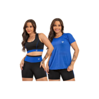 Kit Conjunto Fitness Feminino + Camiseta Roupa Academia
