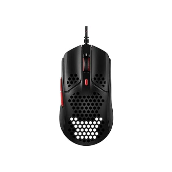 HyperX Pulsefire Haste – Mouse Gamer – Ultraleve, 59 g, Honeycomb Shell, Hex Design, Hyperflex Cabo USB, Até 16000 DPI, 6 botões programáveis – Preto/Vermelho