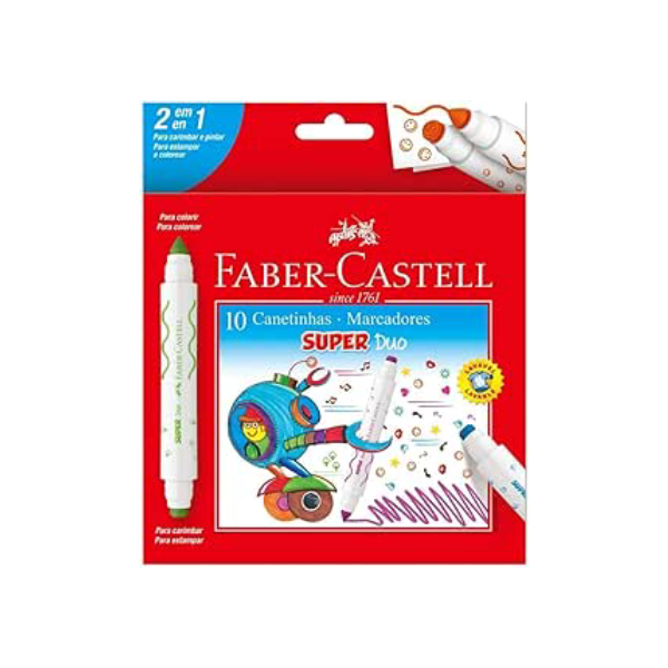 HIDROGRAFICA 2 PONTAS SUPER DUO, Faber-Castell, DUO150610, Multicor