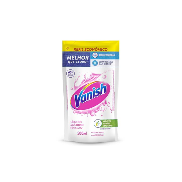 Tira Manchas Vanish Líquido Crystal White para roupas brancas Refil Econômico 500ml