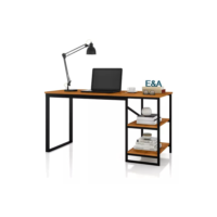Mesa Home Office C/prateleiras Industrial E&a Moveis Cor Preto/canela