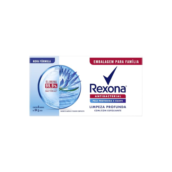 Rexona Pack Sabonete Em Barra Antibacterial Limpeza Profunda Envoltório 6 Unidades De 84G Cada Leve Mais Pague Menos