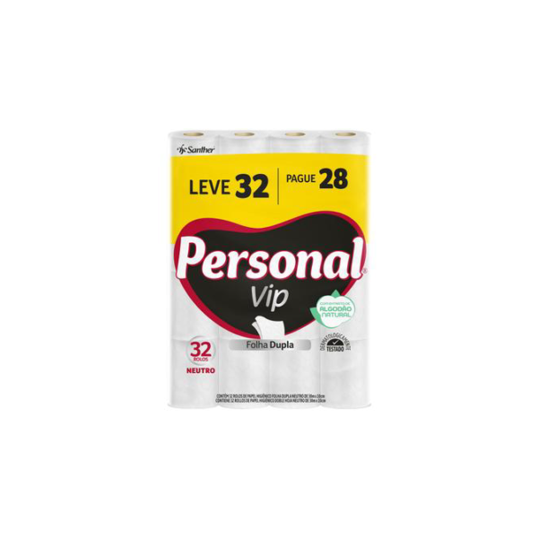 Papel Higiênico Folha Dupla Personal Vip 32 Rolos 30m