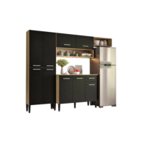 Cozinha Compacta Arizona Glam Com Armário E Balcão Carraro Cor Carvalho/Preto