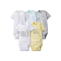 Gerber Macacões variados de manga curta para bebês meninas, Elefante Sonho, 6-9 Meses