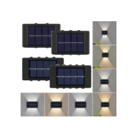 Kit 4x Arandela Solar 2 Focos Parede Slim 10 Fachos Led Externa Branco Quente Frio (Branco)