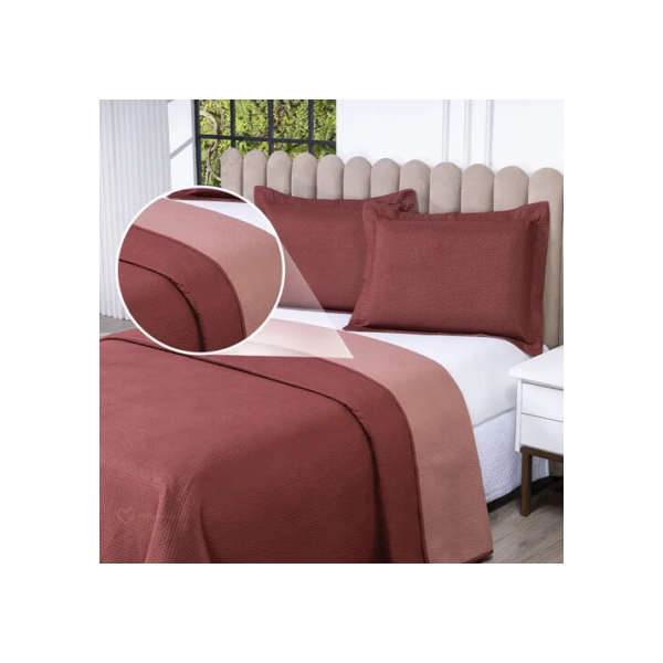 Kit Colcha Cobre Leito Casal Queen 3 Pçs Dupla Face 200 Fios