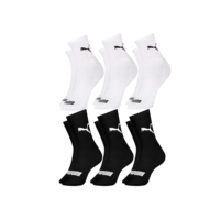 PUMA Kit 6 Pares Meia Cano Médio Esportiva Costura Fina Unissex Adulto, 3 Branco - 3 Preto, 39-43