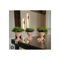 Kit 3 Mini Vasinhos com FLOR artificial Bob Robert para Decoração vaso de plástico tamanho mini 6 cm