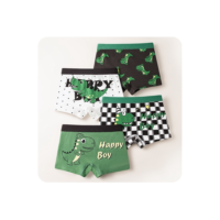 Roupas íntimas infantis 4 peças Roupas íntimas infantis de algodão puro Baby Boxer Boys Boxer Boys Dinossauro Boys Middle Big Children's Underwear