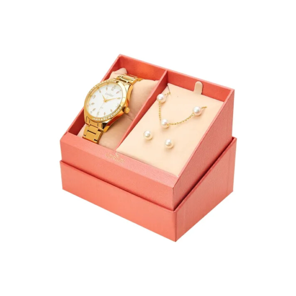 Kit Relógio Feminino Co2039mtz/k4k Dourado Com 3 Atm Condor