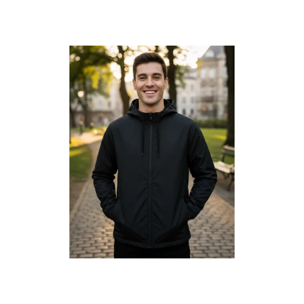 Jaqueta Corta Vento Masculina Impermeável Capuz Zíper Bolso
