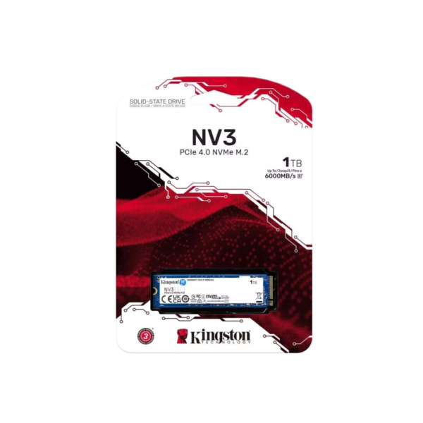 Kingston NV3 1TB M.2 2280 NVMe SSD | PCIe 4.0 Gen 4x4 | Up 6000 MB/s | SNV3S/1000g ou 2000g 1tb ou 2tb Pc, Ps5, Notebook