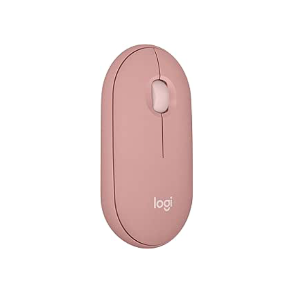 Mouse sem fio Logitech Pebble 2 M350s com Clique Silencioso, Design Slim Ambidestro, Conexão Bluetooth e Pilha Inclusa - Rosa