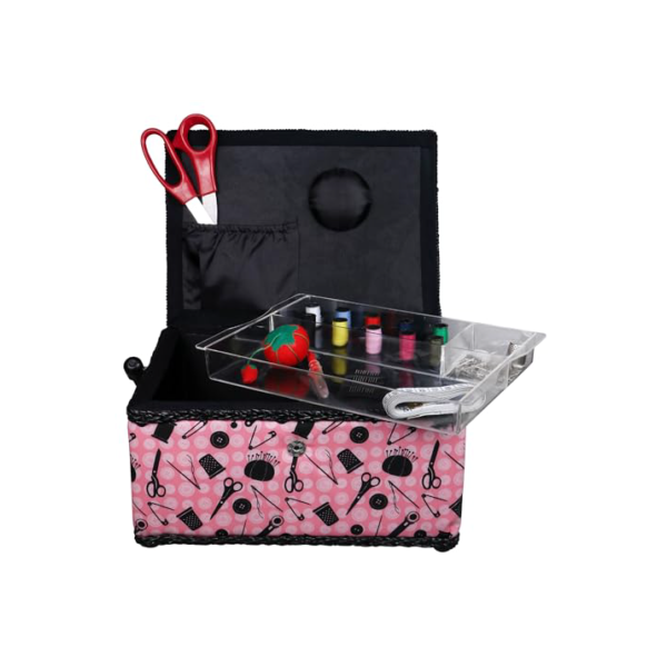Caixa de costura Singer 07276, rosa/preto