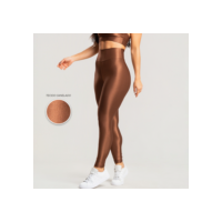 Calça legging fitness feminina canelada cintura alta com brilho para treino