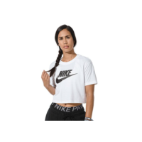 Camiseta Cropped Nike Sportswear Essential CR Feminina - Branco+Preto