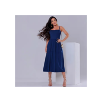 Vestido Elegante Midi Feminino Liso Alça Casual Viscolycra