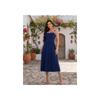 Vestido Elegante Midi Feminino Liso Alça Casual Viscolycra