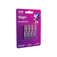 Pilha recarregável AAA 1000mAh Elgin com 4 unidades Palito