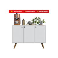 QUEIMA DE ESTOQUE !! Rack Aparador Cantinho Café Retro Pés Estilo Retrô 3 Portas Com Puxador