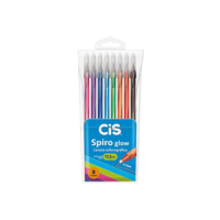Caneta Esferográfica SPIRO GLOW, CIS, Multicor, Estojo com 8 unidades