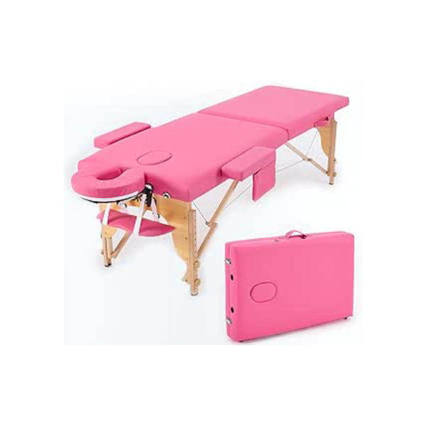 Maca Portátil Premium, Divã Cama de Fisioterapia, Estética, Massoterapia, Massagem, Quiropraxia, Depilação, Tatuagem - Altura Ajustável + bolsa de transporte - Rosa Pink BKZA - MSG 103