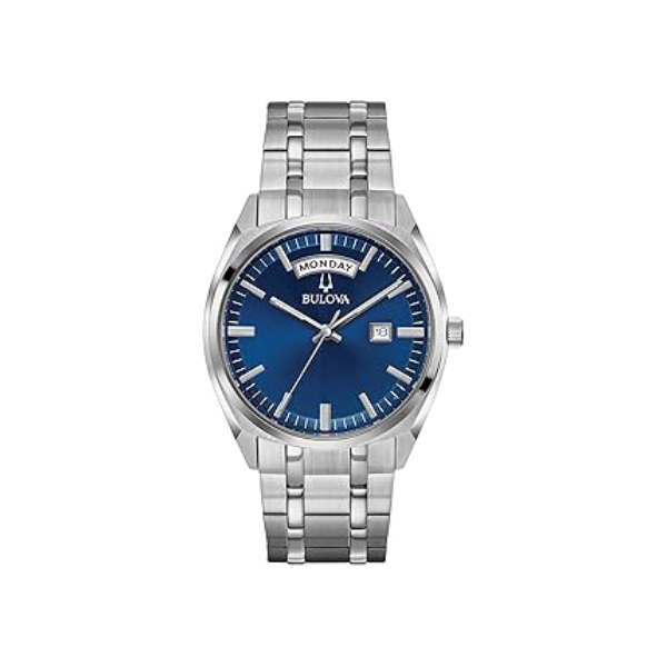 Bulova Relógio masculino clássico Surveyor com 2 ponteiros de quartzo para dia/data, ponteiros luminosos, 39 mm