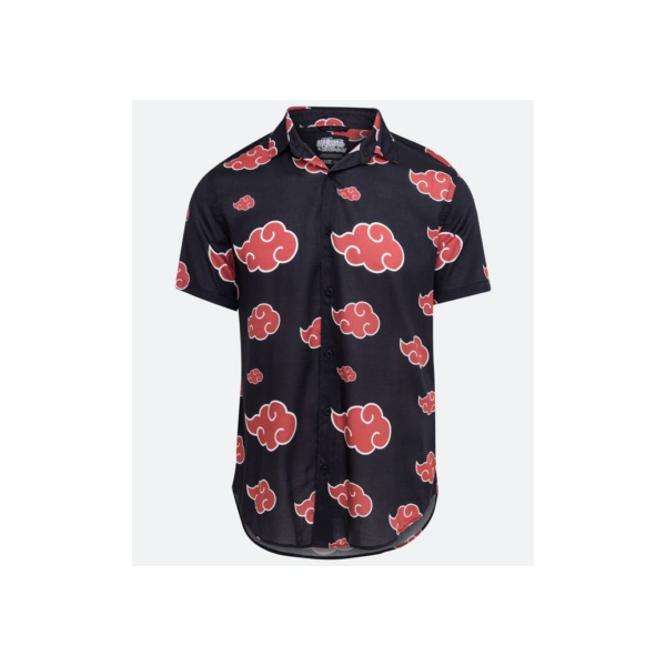 Camisa Manga Curta em Viscose com Estampa Akatsuki Preto