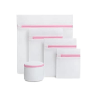 Kit 5 Sacos de Lavar Roupas Delicadas Máquina de Lavar Roupa Cinco Tamanhos Diferentes com Cestinho Proteção para Lingeries Peças Finas Fechamento com Zíper Organizador e Protetor