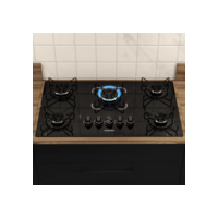 Fogão Cooktop 5 Bocas Itatiaia a Gás Essencial Vidro Temperado Preto