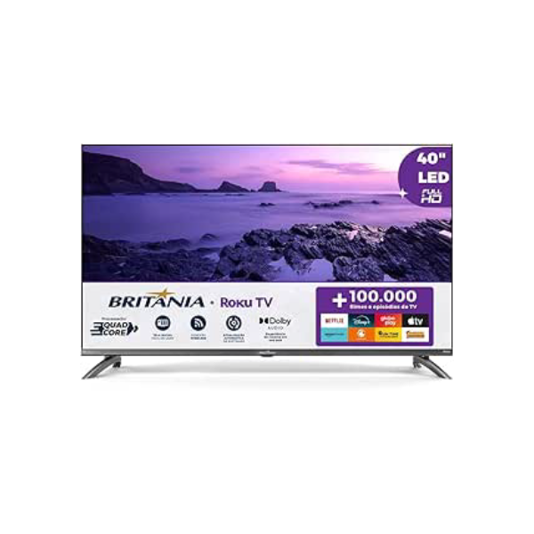 Smart TV 40” Britânia Roku TV LED Dolby Audio BTV40M9GR2CGB