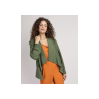 Parka Feminina Assimétrica com Cordão Verde Militar