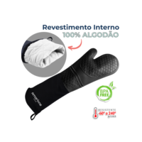 Luva Cozinha Térmica Forno Fogão 50cm Industrial Alta Temperatura Profissional Silicone Algodão